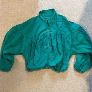 Free People Teal Bomber Jacket